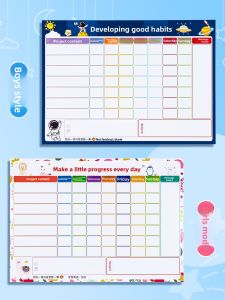 KUALIWEN | Self-Discipline Chart Magnetic Wall Stickers for Childrens Learning Plan Reward Points Card Summer Good Habits Development