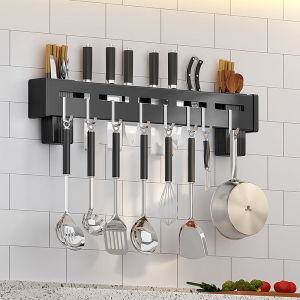 Kệ Sắt Cài Dao Dán Tường Giá Treo Dao Kéo Kệ Để Đồ Nhà Bếp Dán Tường Đa Năng