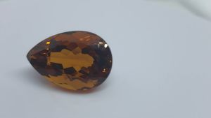 Natural 19.67Ct Brazilian Citrine Yellow Pear Cut Eye Clean Loose Gemstone