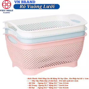 COMBO 3 Rổ Vuông Lưới Nhựa VIỆT NHẬT - Quai Cầm Chân Đế Kiểu Sang Trọng - 3301/02/03