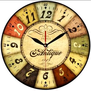 Jam Dinding Kayu Minimalis Antique Vintage Klasik Retro Style Eropa - Mesin Sweep Movement - Unik dan Elegan dengan Desain Model Vintage Klasik (Promo)