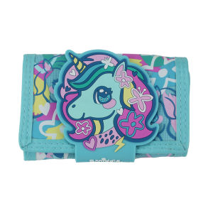 smiggle childrens wallet girls cool Flower Unicorn clutch wallet leather folder three layers card bag coin purse 5 inches