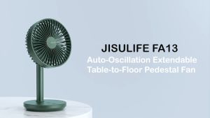JISULIFE Oscillating Rotation Desk Fan Portable Timer Setting Extendable Desktop Fan 8000mAh USB-C Rechargeable Electric Table Fan for House Warming Gift Idea Office Room Travel Outdoor Indoor Picnic Party FA13P