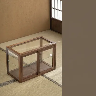XUANXISHI | Glass Display Cabinet Walnut Wood