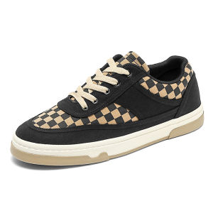 Black Low-Top Mens Canvas Shoes Breathable Retro Japanese Style Student Fashionable Flat Heel round Toe Rubber Outsole