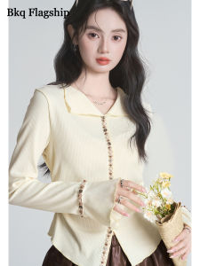 BOKAQI | Ruffled Hem Peplum Bell Sleeve Blouse Top