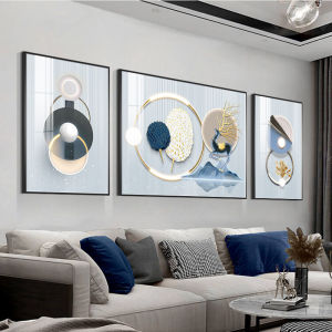 Modern Minimalist Diamond Painting Living Room Sofa Background Wall Three-Panel Brick Stone Sticker Cross Stitch Luxury Artwork