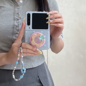 Flower Magnetic Attraction Stand Compatible with Huawei Pura X Fold Screen Phone Case Pocket2 Bracelet Xiaomi Mixflip2 Hard Shell Samsung Zflip7OPPO FindN3Flip Honor Women