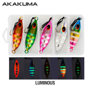 5Pcs/Boxed 10-60G Metal Slow Jig Artificial Sinking Casting Lure Fishing Trolling Lure 3D Eyes Fishing Bait with Assist Hooks