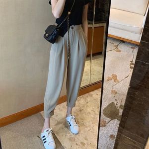 Rayon Jogger Pants Suit Pants Womens Pants Summer Thin High Waist Slim Looking Ankle-Length Casual Loose Radish Harem Bloomers