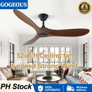 GOGEOUS Nordic ceiling fan with light modern industrial ceiling fan big size Strong Winds ceiling fans with remote 42/52Inch Silent 6 Speeds 3 Blades Copper Motor ceilings fan for living room kitchen dining bedroom