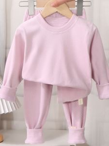 Thickened Thermal Underwear for Children 2024 Autumn Home Clothes without Seam Boy Girl Warm Home Suit Polyester Fiber