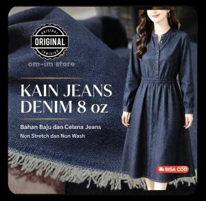 Kain Jeans Denim 8 oz Grade A Per 1.25 Meter untuk Celana Jeans Jaket Rompi Blazer Dress Longdress Span Kulot Tunik Overall Bahan Tas Bahan Sepatu Godybag dsb.