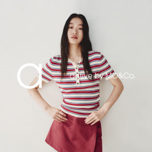 MO&Co. | Stripe Silk Cotton Knitted Shirt