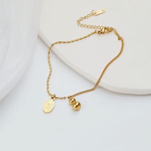 Lắc chân nữ titan mặt hồ lô may mắn mặt chữ cá tính không đen gỉ