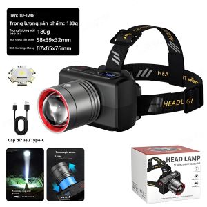 Đèn Pha Cảm Biến LED Siêu Sáng Đèn Trước Có Thể Sạc Lại Bằng USB Với Pin Tích Hợp Để Câu Cá Cắm Trại - Đèn Lồng Đa Chế Độ