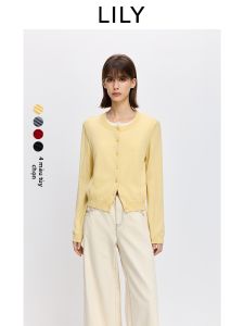Lily | Áo Cardigan Len Mùa Xuân Kiểu Giả Hai Mảnh 100% Lông Cừu