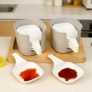 YESPERY 6Pcs Sauce Dish with Storage Base Food Dipping Dish Set Seasoning Container Tomato Sauce Plates Kitchen Supplies