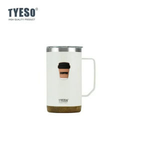 TYESO | Tyeso 710ml Large Capacity Thermoses Wood Grain Base Desktop Office Covered Drinking Cup Stylish Functional with Coffee Sticker
