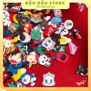 Combo 5 sticker dán dép - Phụ kiện nút giày Crocs Jibbitz đơn giản dễ thương cho dép khủng long dép bít đầu Đậu Đậu