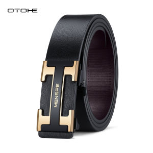 OTOHE Mens Belt Men Fashion Belt Men Genuine Leather Belts H Letter Pattern Belt Two-layer Cowhide Automatic Buckle Belts Brand Luxury High Quality Business Strap Male Waistband for Men