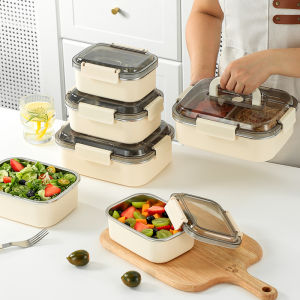 Sealed 304 Stainless Steel Lunch Box 800ml Microwave Safe Bento Box Divided Freshness Preservation Lunch Container Long Rectangle