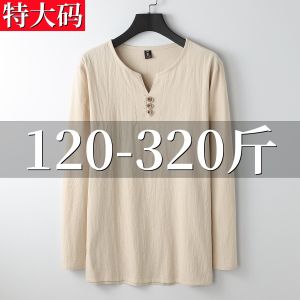 Loose Fit Linen Long Sleeve Mens T-shirt Thin Style Big Size Comfortable Base Shirt Breathable Casual Top for Autumn