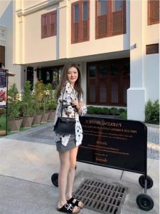 New Chinese Style Long Sleeve Womens Shirt Lazy Fashion Versatile Water-Media Rose Design Commute Loose Fit Polo Collar Top