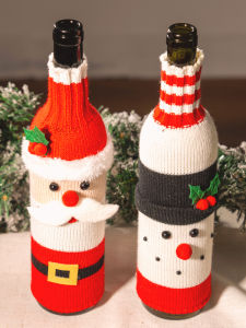 BEAUTY IN THE LIGHT | Snowman Santa Wine Bottle Cover Christmas Decoration