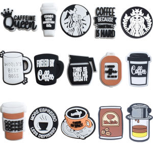 15Pcs Drinks Coffee Shoe Charms For Slides Clog Sandals Shoes Decorations Accessories Buckle For Friend Party Gifts
