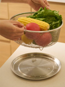 Stainless Steel Drain Basket Vegetable Basket Living Room Coffee Table Multi-Function Fruit Tray Simple Style Daily Use
