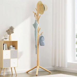 Wood Bag Rack Stand White/Brown/Wood Solid Wood 8 Hooks Bedroom Coat Rack Stand With 8 Hooks Coat Rack Bag Organizer