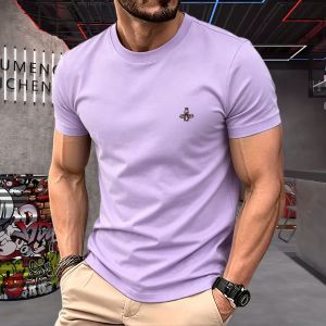 Áo Thun Cotton Nam Thời Trang Mùa Hè Thêu Ong Cổ Tròn Tay Ngắn Thấm Hút Mồ Hôi Áo Thể Thao Dành Cho Cặp Đôi