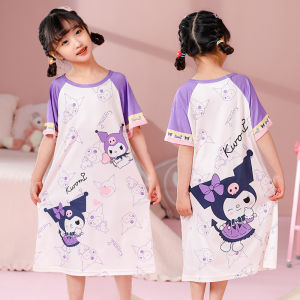 Kids Pyjamas Girls Nightdress cute kuromi cartoon pyjamas  Casual O-Neck Loungewear Cartoon Printing 女孩睡裙睡衣
