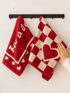 Soft Pure Cotton Towel Small Heart Pattern Long Lasting Couples Wedding Home Use Non Shedding Absorbent Face Towel