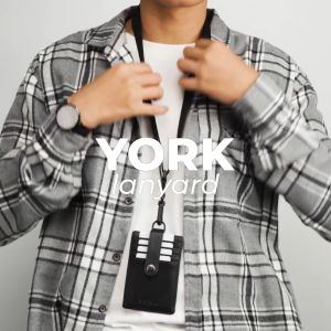 VONA York ID Card Holder - Dompet Kartu Pria Wanita dengan Lanyard Adjustable