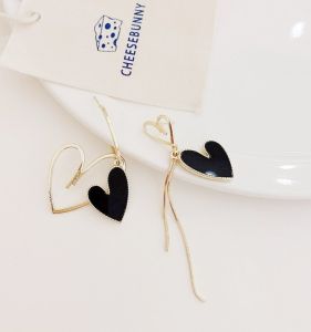 925 Silver Needle Asymmetric Hollow Heart Long Tassel Earrings Women Korean Fashion Elegant Trendy Ear Drop Earring Jewelry
