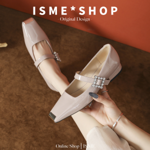 Red Thick Heel Mary Jane French Style Metal Flat Bottom Painted Leather Low Heel Womens Shoes Work Single Shoes Fashionable