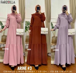 Dress ARINE3 / Gamis Wanita Crinkle Linen Street Fit to XL