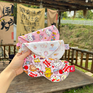 Handmade Cotton Fabric Eyeglasses Storage Bag Cute Kitty KT Sunglasses Organizer Bag Cartoon Style Zipper Closure Pouch