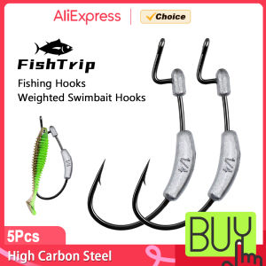 FishTrip Fishing Hook Weighted Swimbait Hooks with Molded Bait Keeper Equipped with Weedless EWG Worm Fishing Hooks Saltwater