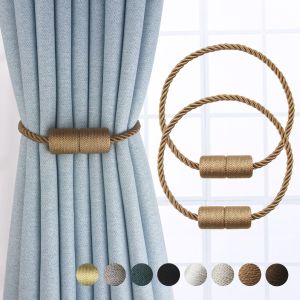 4pcs Strong Magnetic Curtain Tiebacks Outdoor Elegant Decorative Tie Backs Modern Rope Tiebacks For Drapes Window Curtain Holdba
