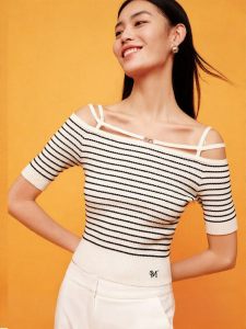 Vero Moda | Autumn Clearance Slim Fit Off-Shoulder Stripe Knit Tee