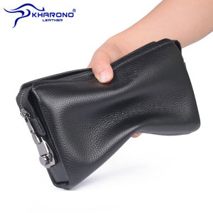 Kharono กระเป๋าคลัทช์แบรนด์ยอดนิยมกระเป๋าสตางค์หนังแท้ผู้ชายกระเป๋าคลัทช์ผู้ชายกระเป๋าคลัทช์หนังวัวนิ่มแนวธุรกิจลำลองความจุใหญ่