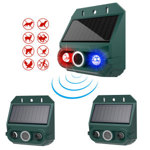 4 Modes Solar Motion Sensor Alarm 129dB Animal Repeller with Strobe Light Outdoor Security Device Alarm Detector for Yard Farm