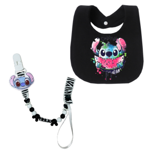 Disney | Baby bib Kawaii newborn chain clip with cartoon print bib Baby pacifier chain hook Burp bib Newborn clothing 0-24M