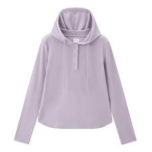 Giordano Long Sleeve Knitted T-Shirt for Women Elastic Hooded Casual Basic Solid Color Autumn Fashion Youth Regular Fit