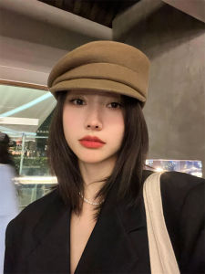 Fashionable Pure Wool Beret Hat Womens Autumn Winter Duckbill Cap Face Slimming Japanese Style Newsboy Cap Elegant Hat