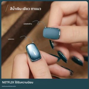 12ML 1pcs ฤดูหนาวใหม่สีฟ้าสีเขียวน้ําแข็งลูกปัดแก้วใส Dye Tears CAT EYE แม่เหล็กเจลเล็บฤดูร้อนเล็บอุปกรณ์เล็บ