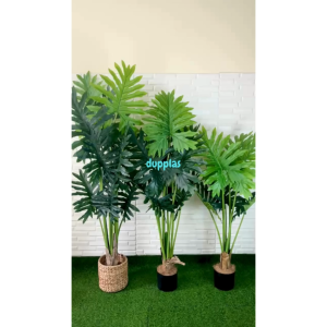 Pohon Artificial Tanaman Hias Daun Jari Jari Variasi Tinggi T120 T140 T160 Latex Cover Pot Eceng Gondok Dekorasi Sudut Ruang Tamu